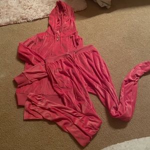 Pink velour tracksuit